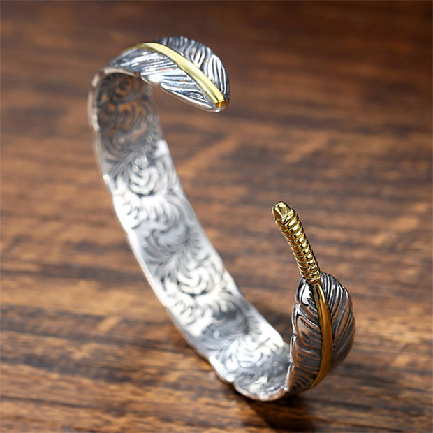 FREE Today: Feather Pattern Carved Luck Wealth Cuff Bracelet Bangle FREE FREE 4