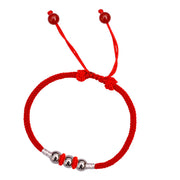Buddha Stones 925 Sterling Silver Lucky Bead Protection Red String Bracelet Bracelet BS 6