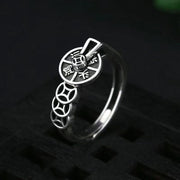 Buddha Stones Copper Coin Wealth Rotatable Ring