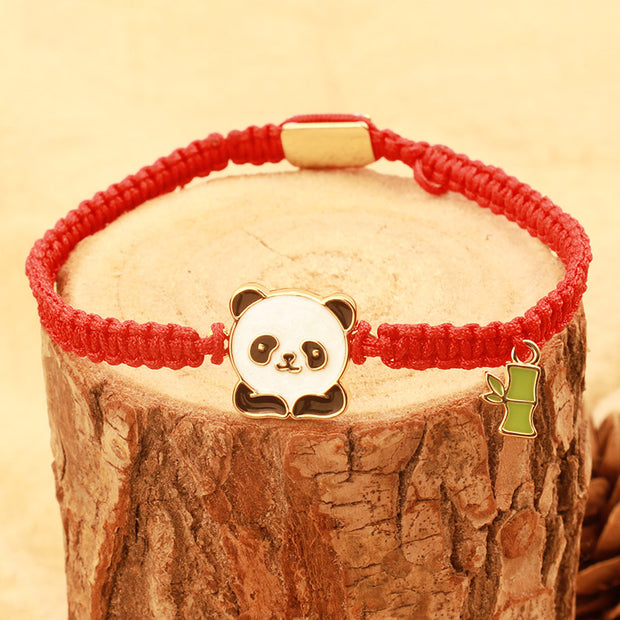 Buddha Stones Tibetan Handmade Panda Bamboo Lucky Red String Bracelet Bracelet BS Panda(Bracelet Size 16-25cm)