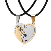 Buddha Stones Yin Yang Symbol Cats Couple Necklace Necklaces & Pendants BS Heart-Shaped Yellow&White
