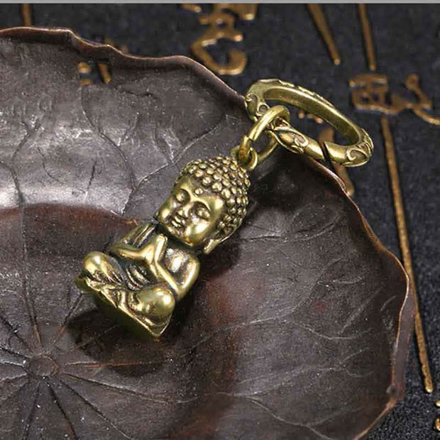 Buddha Stones Buddha Shakyamuni Serenity Peace Copper Keychain Key Chain BS 4