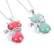 Buddha Stones Cat Pattern Natural Crystal Protection Necklace Pendant Necklaces & Pendants BS 24