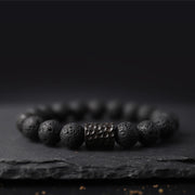 Buddha Stones Lava Rock Ebony Wood Tiger Eye Support Healing Bracelet Bracelet BS 2