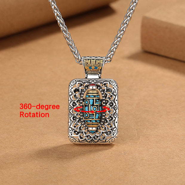 Buddha Stones Nine-Eye Dzi Bead Design Copper Healing Rotatable Necklace Pendant Necklaces & Pendants BS 3