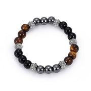 Buddha Stones Tiger Eye and Hematite Good Luck and Healing Bracelet Bracelet BS 2