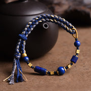 Buddha Stones Handmade Natural Lazurite Bead Positive Rope Bracelet