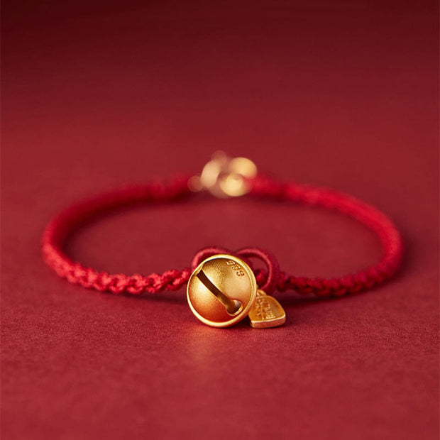 Buddha Stones Handmade Fu Character Charm Luck Happiness Bell Red Rope Bracelet Bracelet BS 1