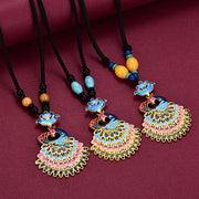 Buddha Stones Colourful Peacock Amber Turquoise Agate Fortune Necklace Pendant