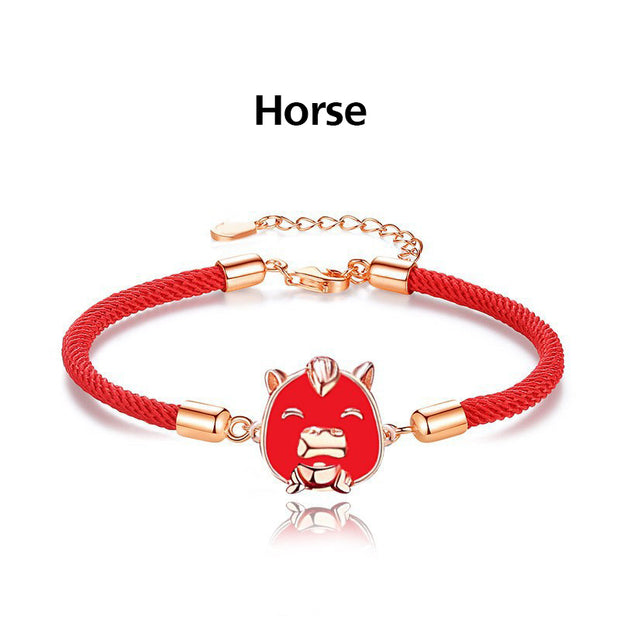 Buddha Stones 925 Sterling Silver Year of the Dragon Cute Chinese Zodiac Color Change Protection Bracelet Bracelet BS Horse(Wrist Circumference 14-16cm)