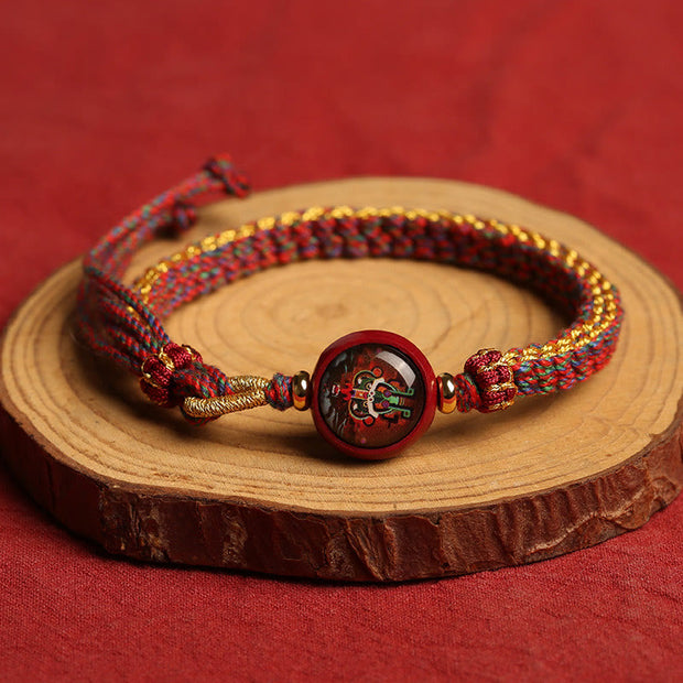 Buddha Stones Colorful Rope Cinnabar Thangka Blessing Braided Bracelet Bracelet BS 1