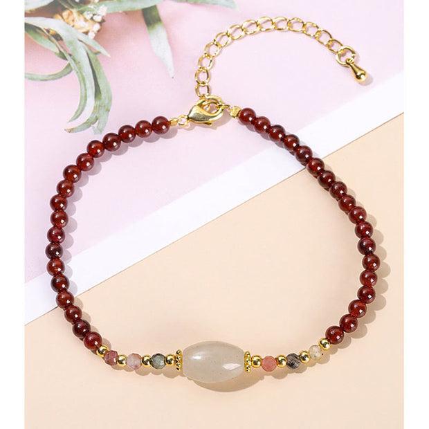 Buddha Stones Garnet Jade Tourmaline Bead Passion Bracelet Bracelet BS 4
