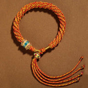 Buddha Stones Tibetan Handmade Luck Thangka Prayer Wheel Charm Weave String Bracelet Bracelet BS Orange