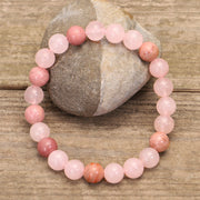 Buddha Stones 108 Mala Beads Pink Crystal Love Tassel Bracelet