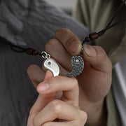 Buddha Stones 990 Sterling Silver Yin Yang Balance Harmony Necklace Pendant