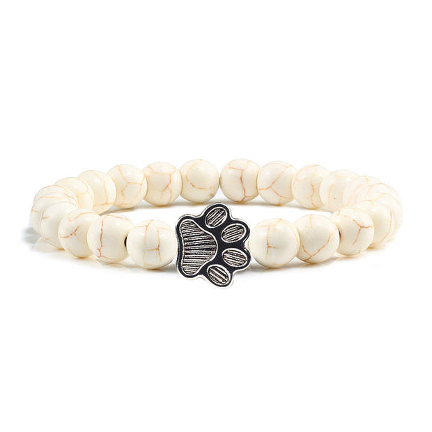 'Buddha Stones “Save A Dog” Stone Bracelet Bracelet Bracelet White Beads