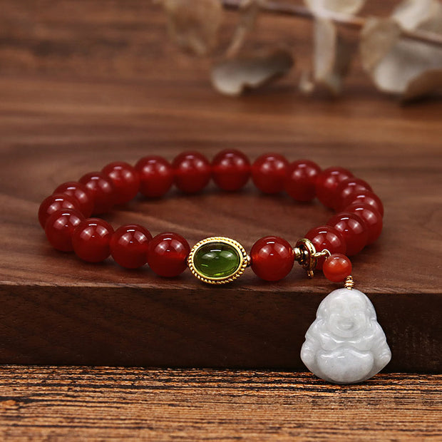 Buddha Stones Natural Red Agate Buddha Success Bracelet Bracelet BS Red Agate