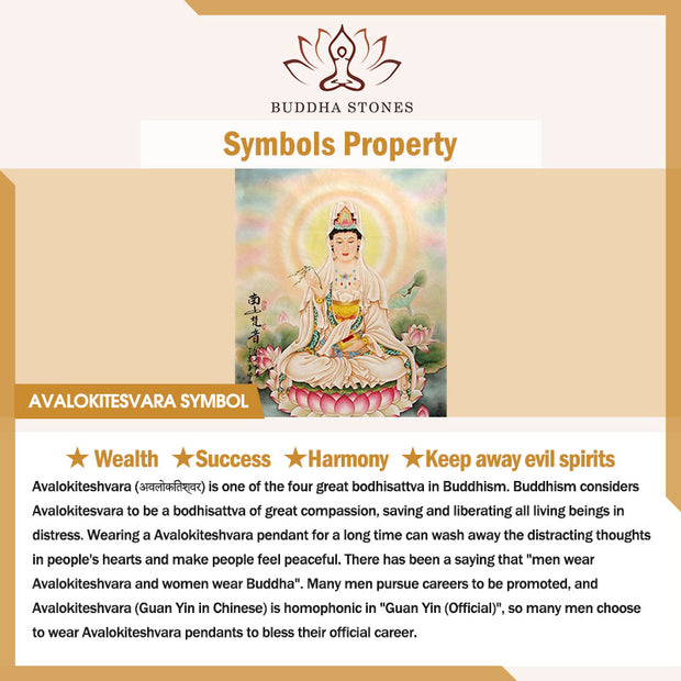 Buddha Stones Natural Jade Avalokitesvara Amulet Wealth Necklace Pendant Necklaces & Pendants BS 10