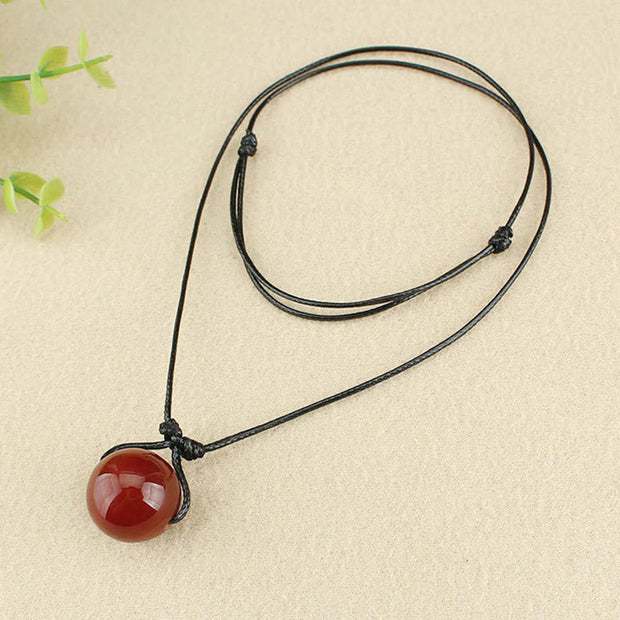 Buddha Stones Red Agate Bead Confidence Leather Rope Necklace Pendant Necklaces & Pendants BS 6