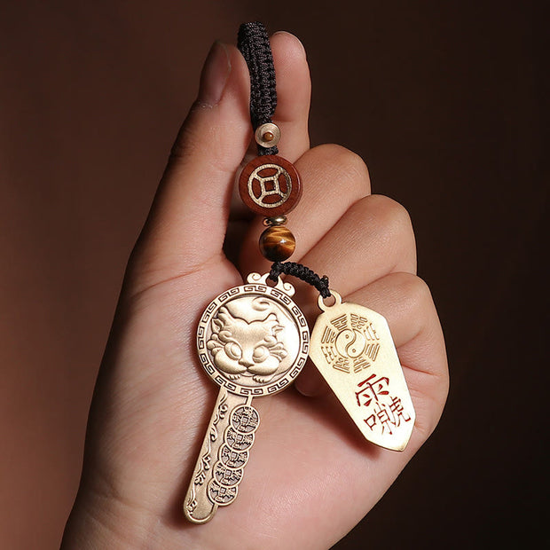 Buddha Stones PiXiu Wealth Copper Coin Yin Yang Bagua Handmade Key Chain Key Chain BS Key Yin Yang Bagua
