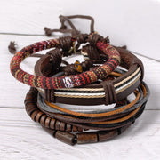 Buddha Stones Wrap Hemp Cords Wood Beads Leather Bracelet Bracelet BS 4