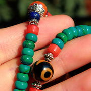 Buddha Stones 108 Mala Beads Tibetan Turquoise Dzi Bead Protection Bracelet Mala Bracelet BS 6