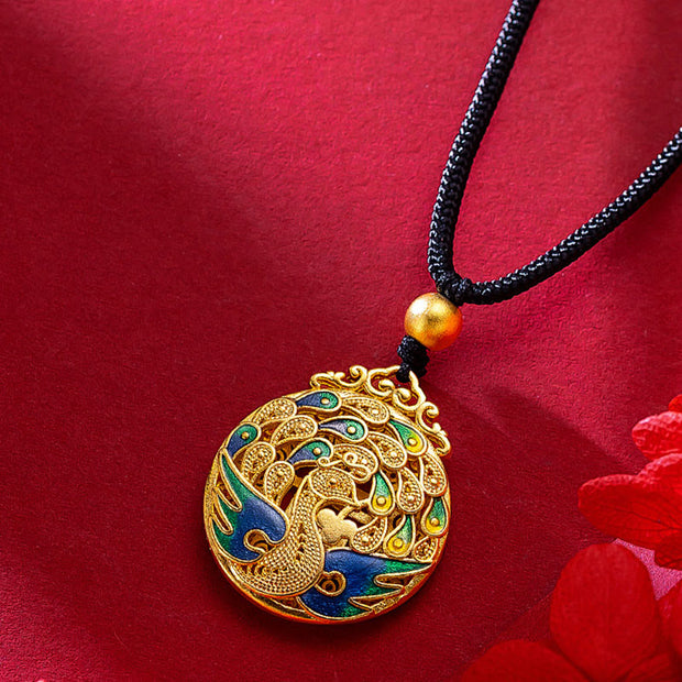 Buddha Stones Phoenix Fu Character Luck Protection Necklace Pendant Necklaces & Pendants BS 4