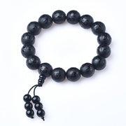 Buddha Stones Tibet White Crystal Black Onyx Om Mani Padme Hum Meditation Bracelet Bracelet BS 8