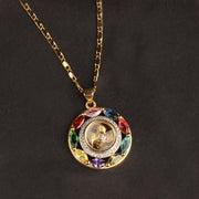 Buddha Stones Colorful Zircon Copper Wealth Luck Rotation Bracelet Necklace Pendant Bracelet Necklaces & Pendants BS 7