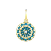 Buddha Stones 925 Sterling Silver Round Turquoise Zircon Protection Strength Necklace Pendant