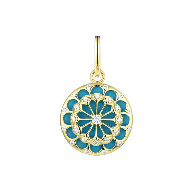 Buddha Stones 925 Sterling Silver Round Turquoise Zircon Protection Strength Necklace Pendant Necklaces & Pendants BS 8