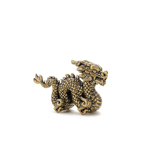 Buddha Stones Year Of The Dragon Small Auspicious Brass Dragon Luck Success Home Decoration Decorations BS 11