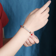 Buddha Stones 999 Sterling Silver Om Mani Padme Hum Protection Strength String Bracelet Bracelet BS 3