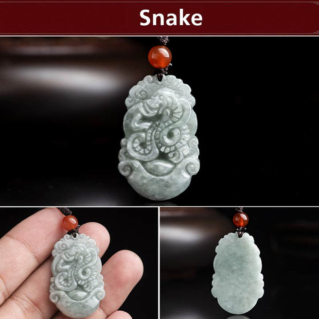 Buddha Stones Natural Jade 12 Chinese Zodiac Sucess Pendant Necklace Necklaces & Pendants BS 11