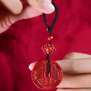 Buddha Stones Natural Cinnabar Mountain Ghosts Spend Money Bagua Blessing Necklace Pendant Key Chain Necklaces & Pendants BS 8