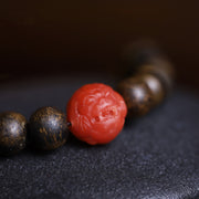 Buddha Stones 108 Mala Beads Agarwood Red Agate Turquoise Peace Meditation Bracelet Bracelet Mala BS 9