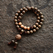 Buddha Stones Tibetan Sandalwood Protection Charm Mala Bracelet Mala Bracelet BS Double Wrap Bracelet(17cm) 10mm