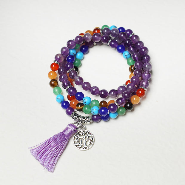 Buddha Stones Healing Crystal Mala Prayer Beads 108 Meditation Healing Multilayer Bracelet Necklace Bracelet BS 1