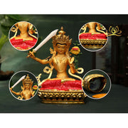 Buddha Stones Manjusri Bodhisattva Figurine Serenity Copper Statue Offering Decoration