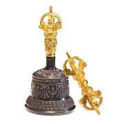Buddha Stones Tibetan Meditation Bell and Vajra Dorje Copper Strength Enlightenment Decoration Set