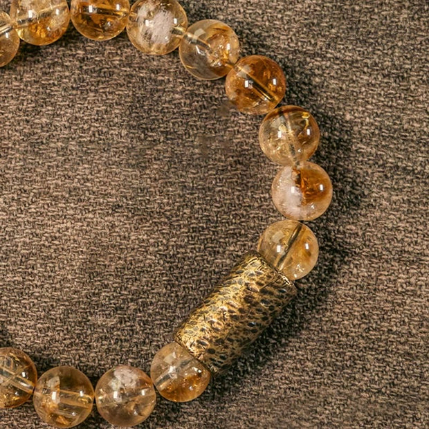 Buddha Stones Natural Citrine Crystal Brass Bead Protection Bracelet