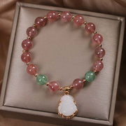 Buddha Stones Natural Strawberry Quartz Jade Protection Healing Bracelet Bracelet BS 1