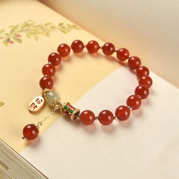 Buddha Stones Natural Red Agate Jade Confidence Fortune Blessing Charm Bracelet Bracelet BS 12