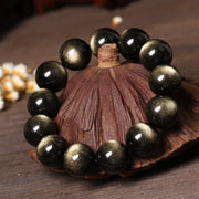 Buddha Stones Tibetan Obsidian Purification Bracelet Bracelet BS 2