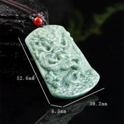 Buddha Stones Natural Jade Chinese Zodiac Dragon Sea Luck String Necklace Pendant Necklaces & Pendants BS 8