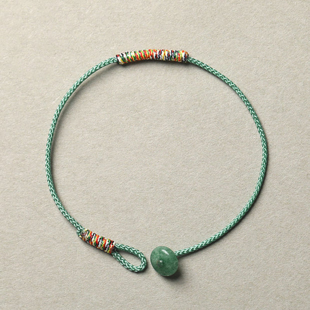 Buddha Stones Tibetan Handmade Green Aventurine Luck Protection Braided Rope Bracelet Bracelet BS Green(Wrist Circumference 14-16cm)