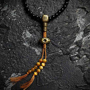 Buddha Stones Tibetan 108 Mala Beads Black Onyx Tiger Eye Beads Nine Palaces Bagua Protection Bracelet Mala Bracelet BS 13