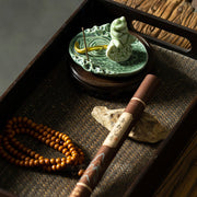 Buddha Stones Leaf Meditation Frog Pattern Healing Ceramic Incense Burner Decoration Incense Burner BS 19