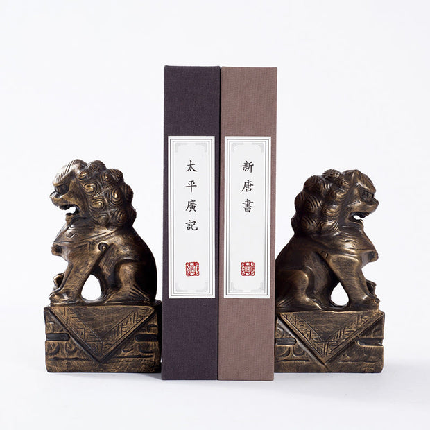 Buddha Stones 2Pcs Lion Statue Courage Strength Resin Home Office Decoration
