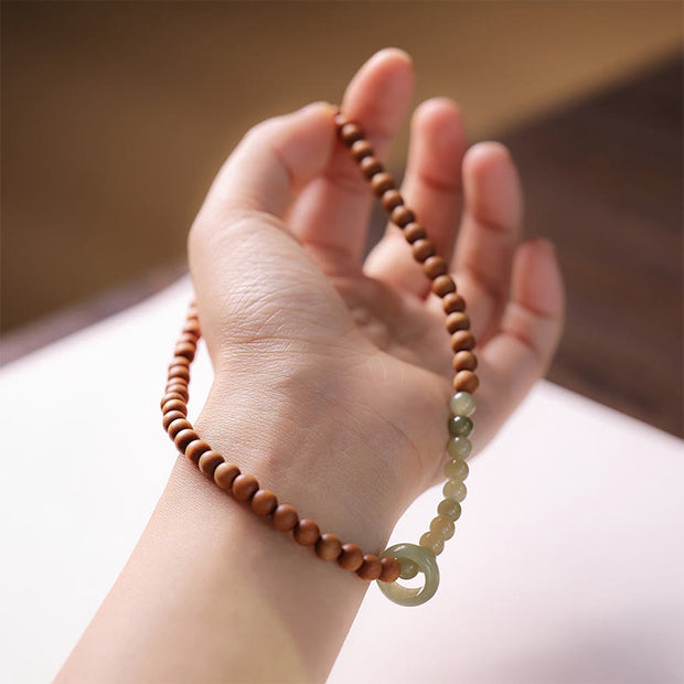 Buddha Stones Sandalwood Hetian Jade Protection Double Wrap Bracelet Bracelet BS 8